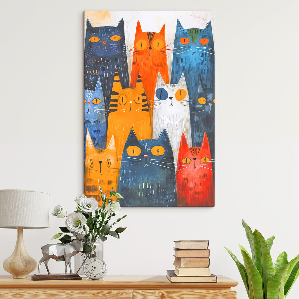 Gatos em filas coloridas — interior 5