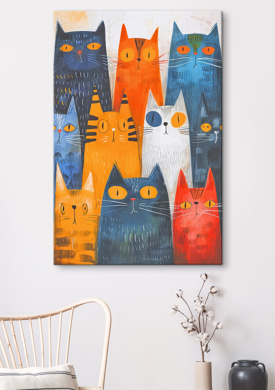 Gatos em filas coloridas — interior 2