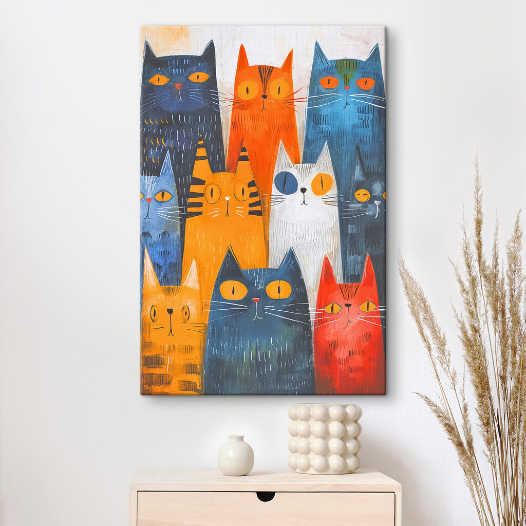 Gatos em filas coloridas — interior 7