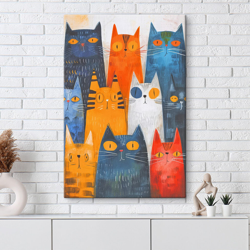 Gatos em filas coloridas — interior 4