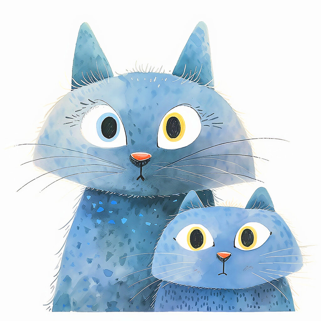 Gatos azuis espreitam — design completo