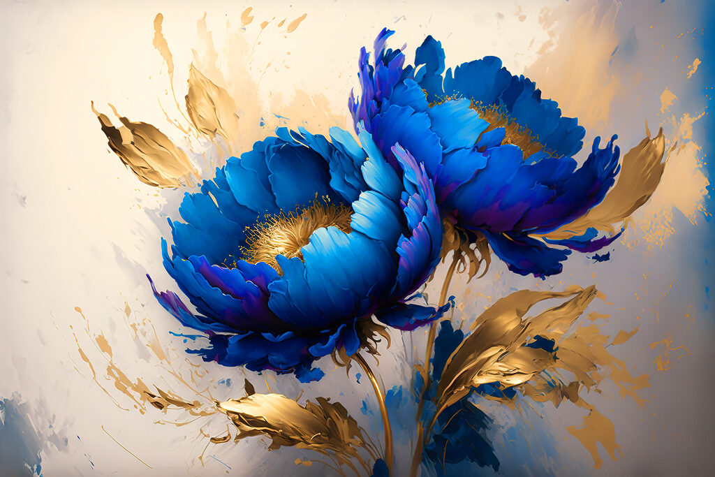 Flores em azul-cobalto — design completo