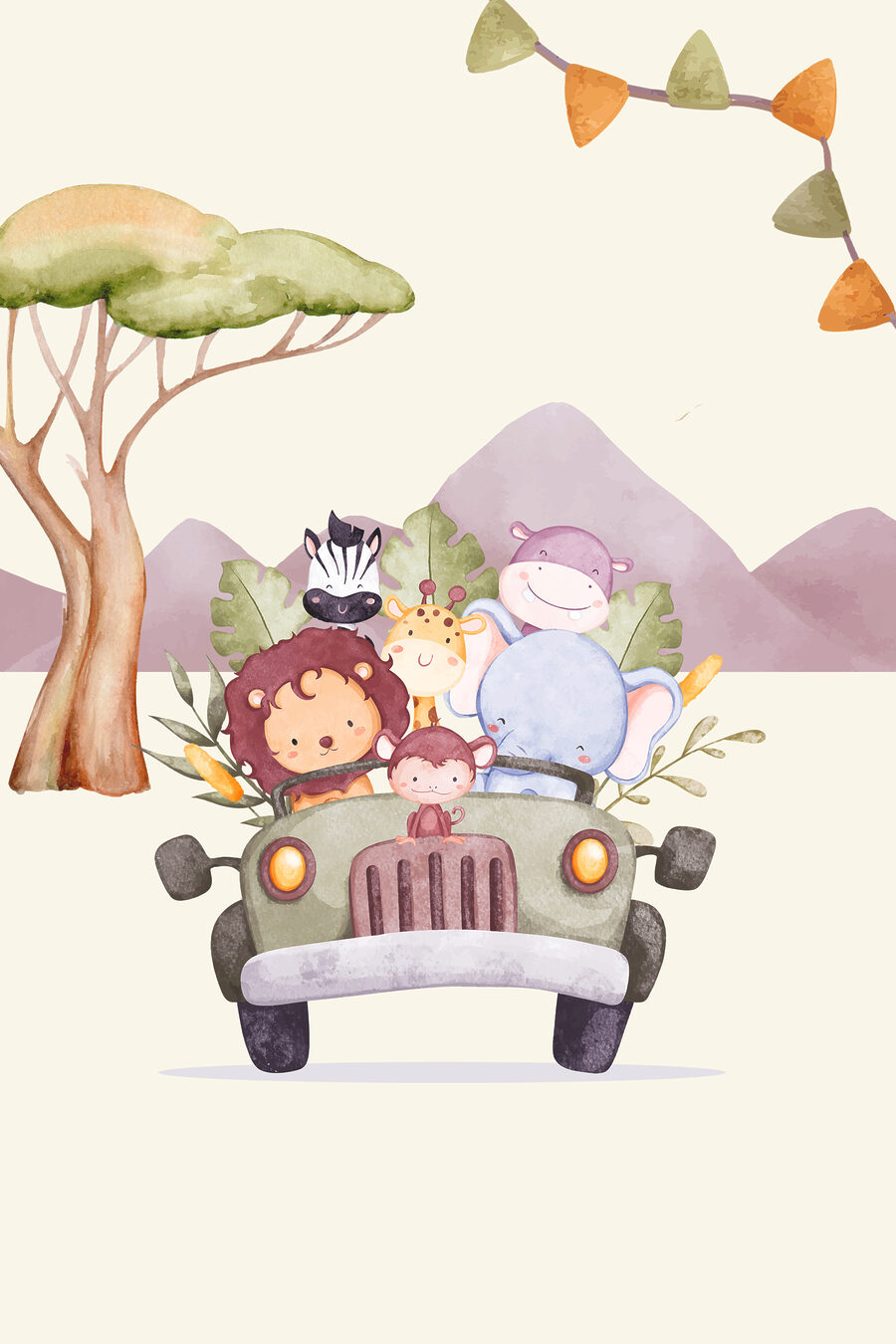 Amigos animais em safari — design completo