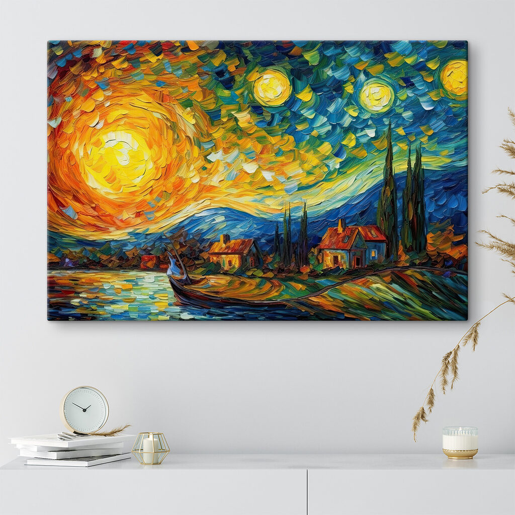 Aldeia sob estrelas giratórias — interior 1