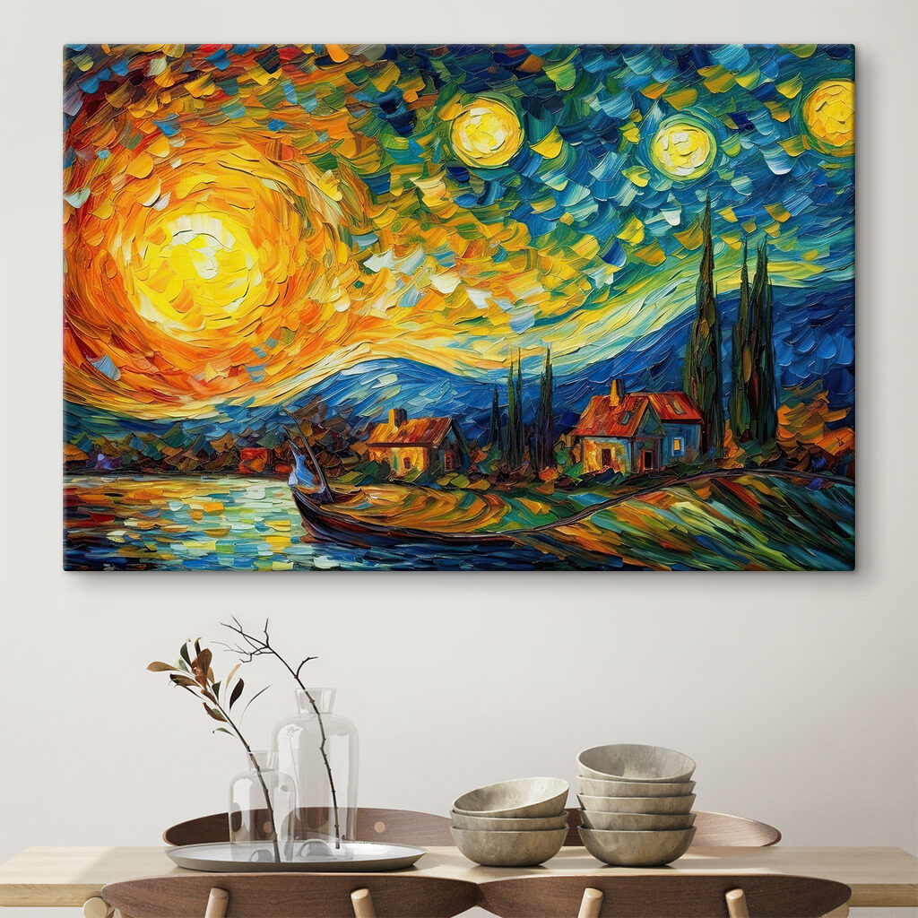 Aldeia sob estrelas giratórias — interior 3