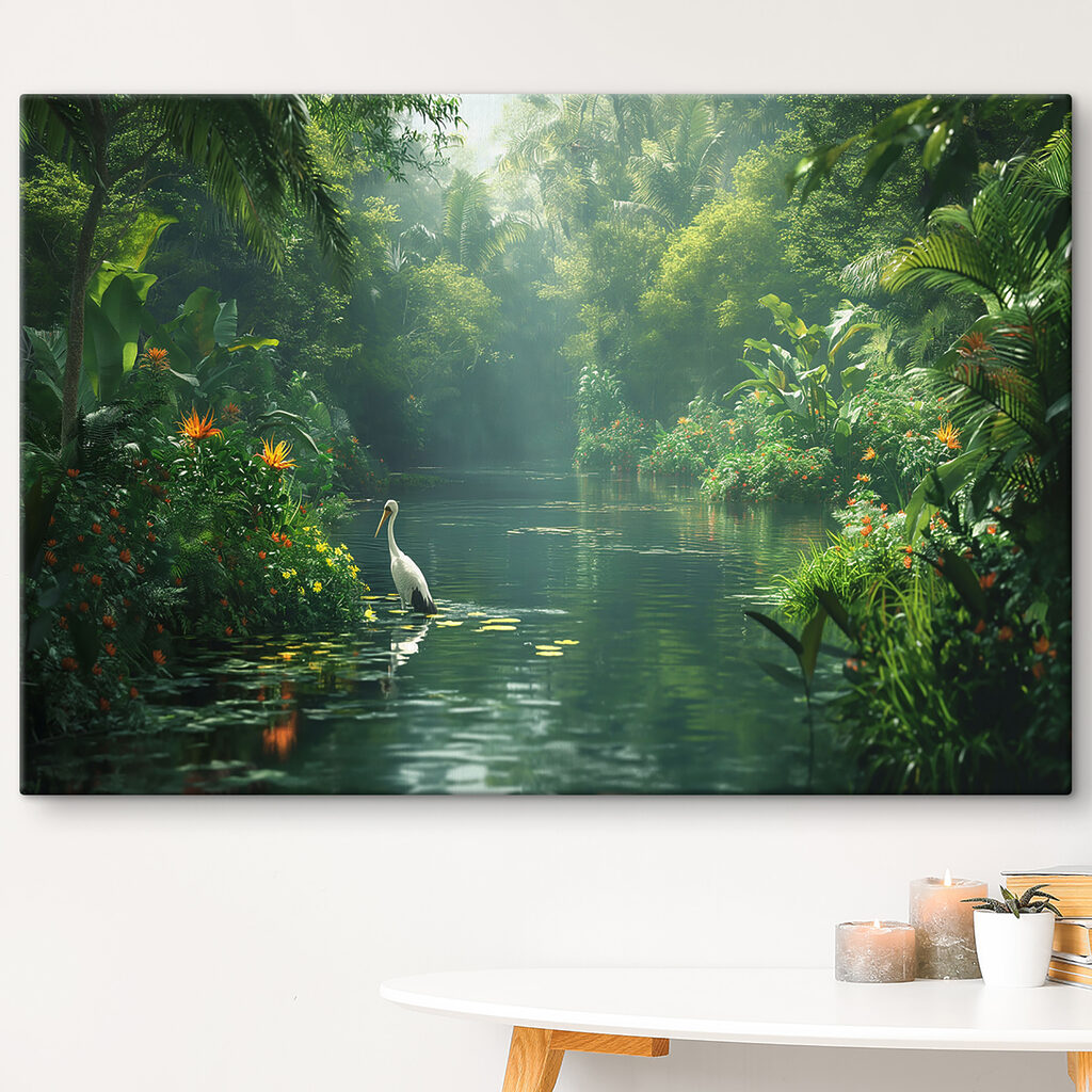 Garça em verde tropical — interior 1
