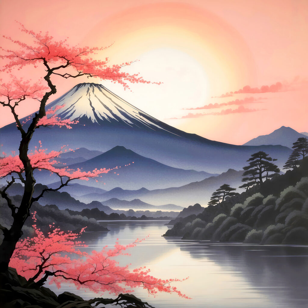 Montanha sob céu cor-de-rosa — design completo