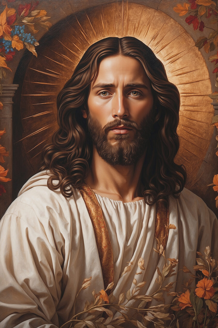 Jesus num halo dourado — design completo