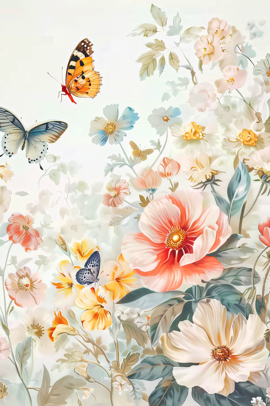 Borboletas pousam entre flores — design completo