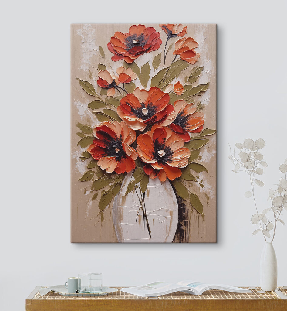 Floração laranja em vidro — interior 1