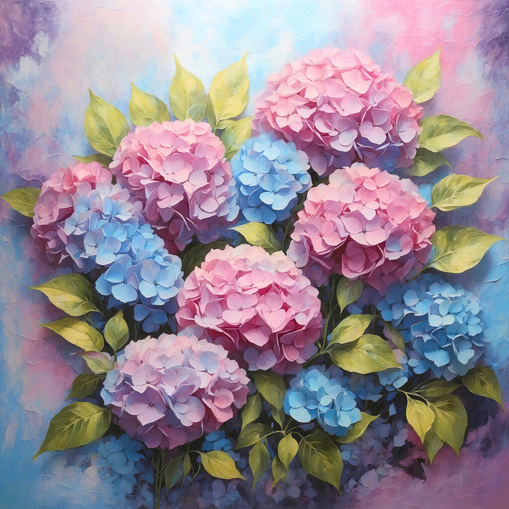 Hortênsias em aguarela rosa — design completo