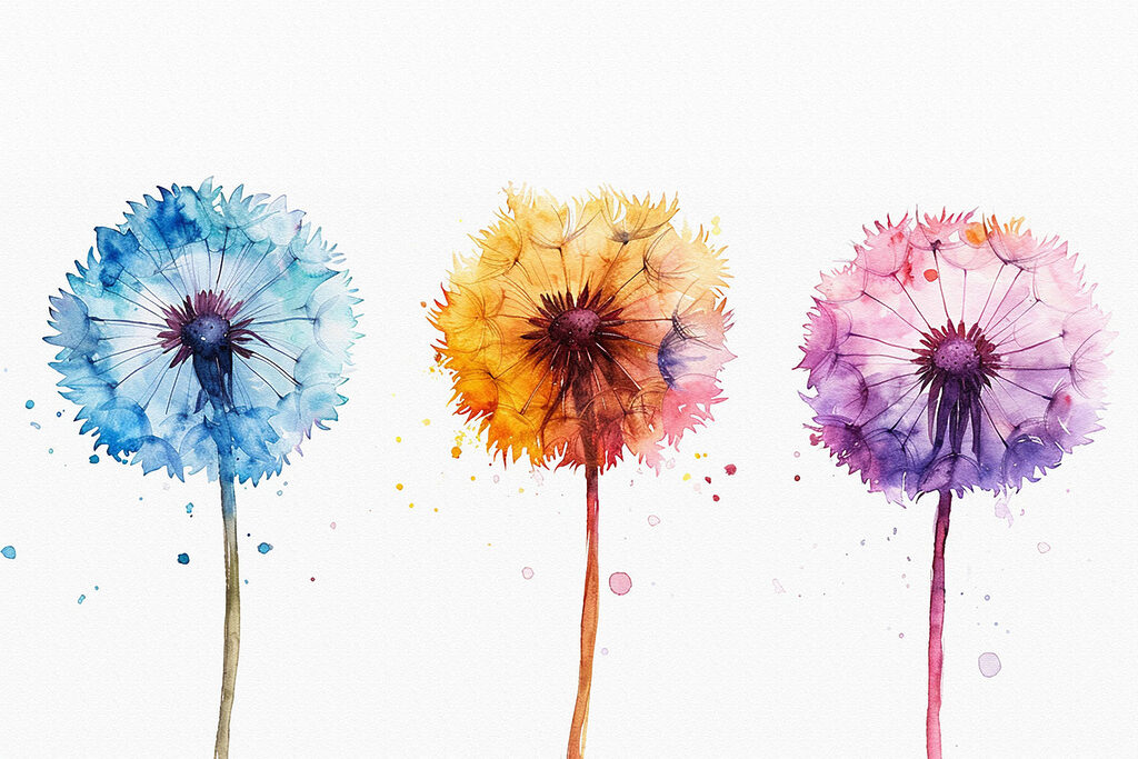 Três flores em aguarela — design completo