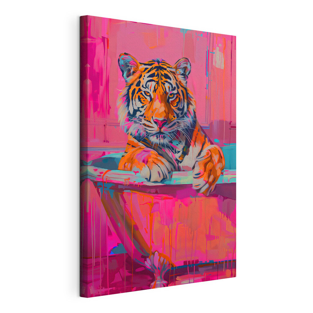 Tigre sobre traços rosa — vista do produto