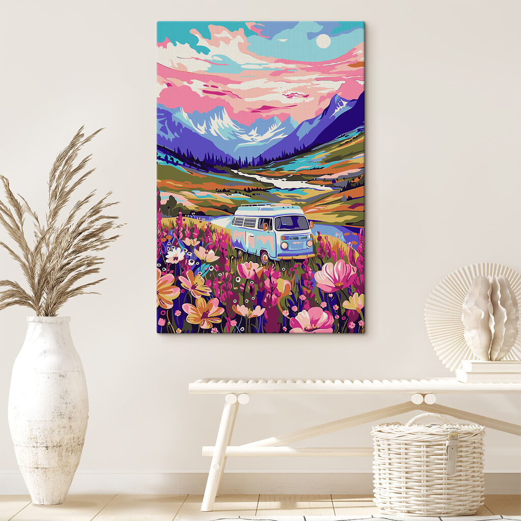 Carrinha entre flores alpinas — interior 3