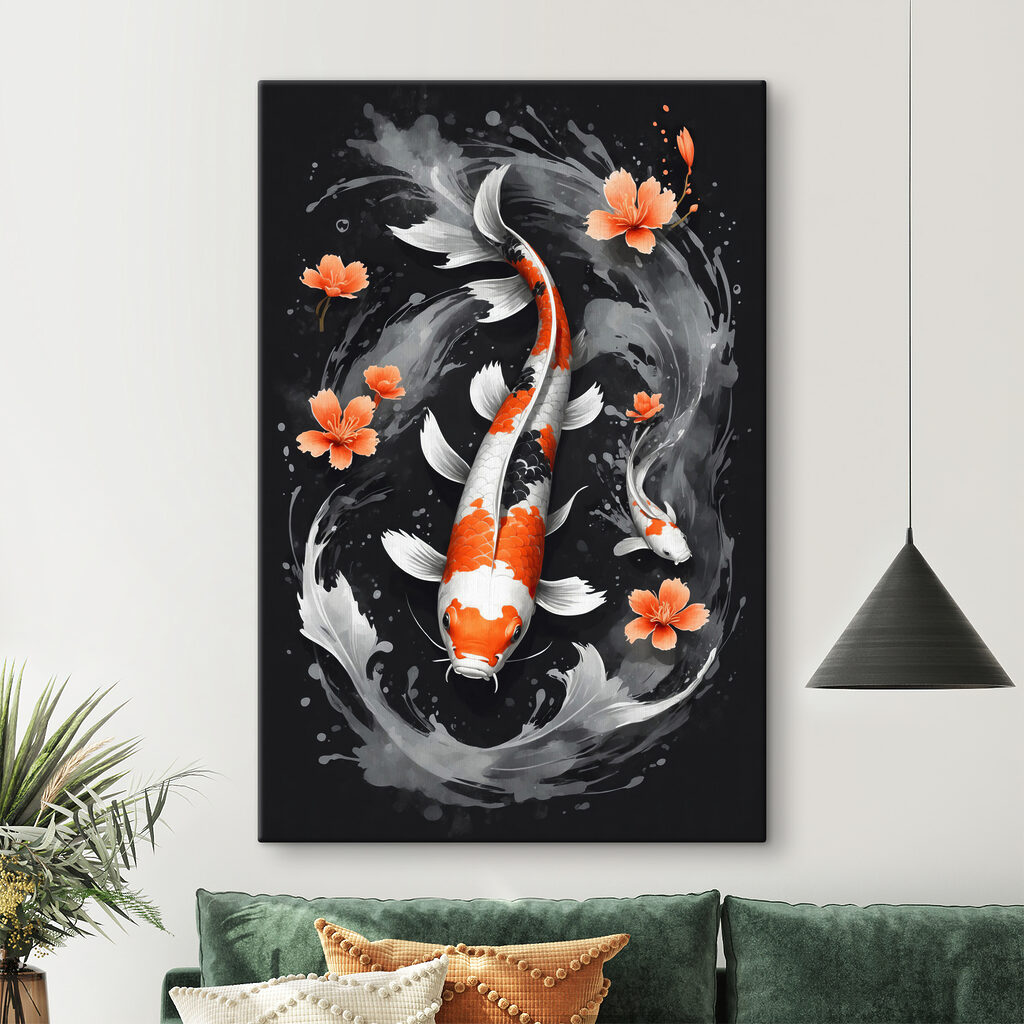 Koi entre flores laranja — interior 2