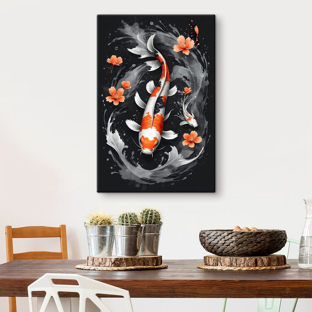 Koi entre flores laranja — interior 3