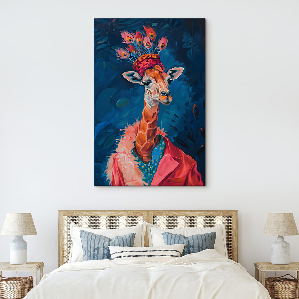 Girafa com chapéu emplumado — interior 1