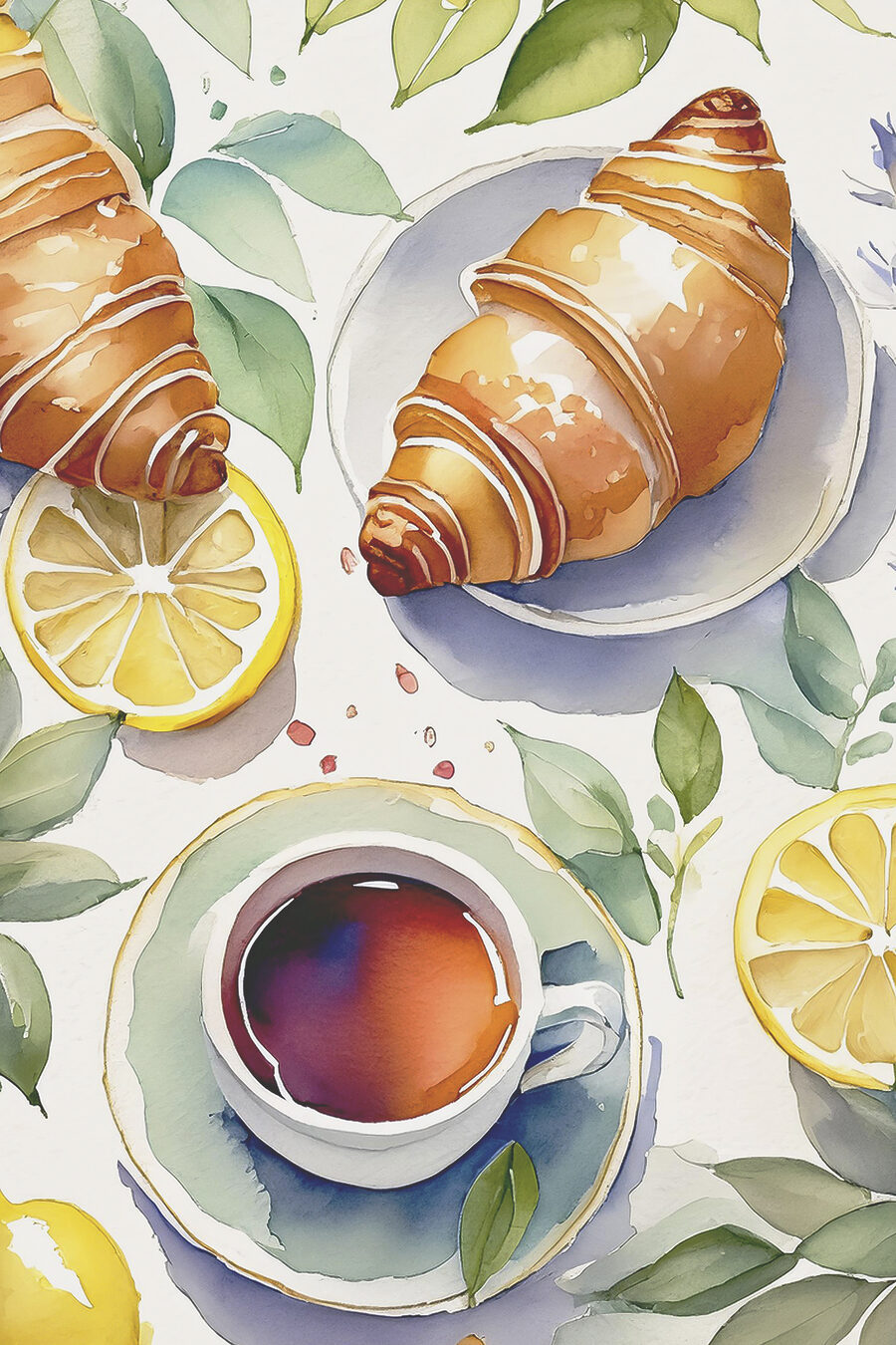 Croissants junto ao chá — design completo