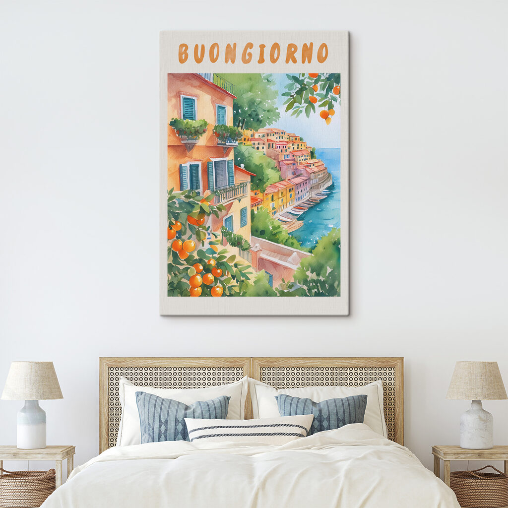 Buongiorno entre laranjas num interior