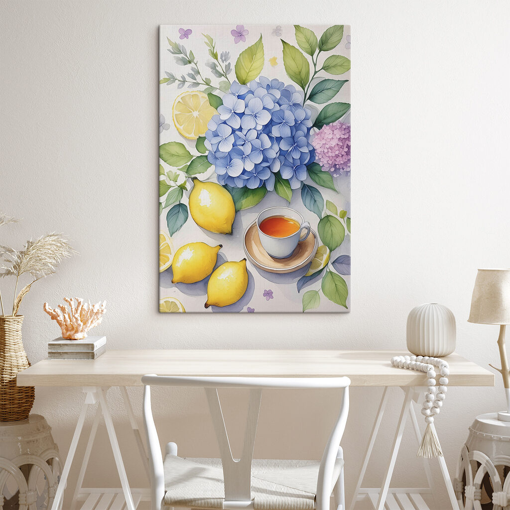 Chá com hortênsia azul — interior 1