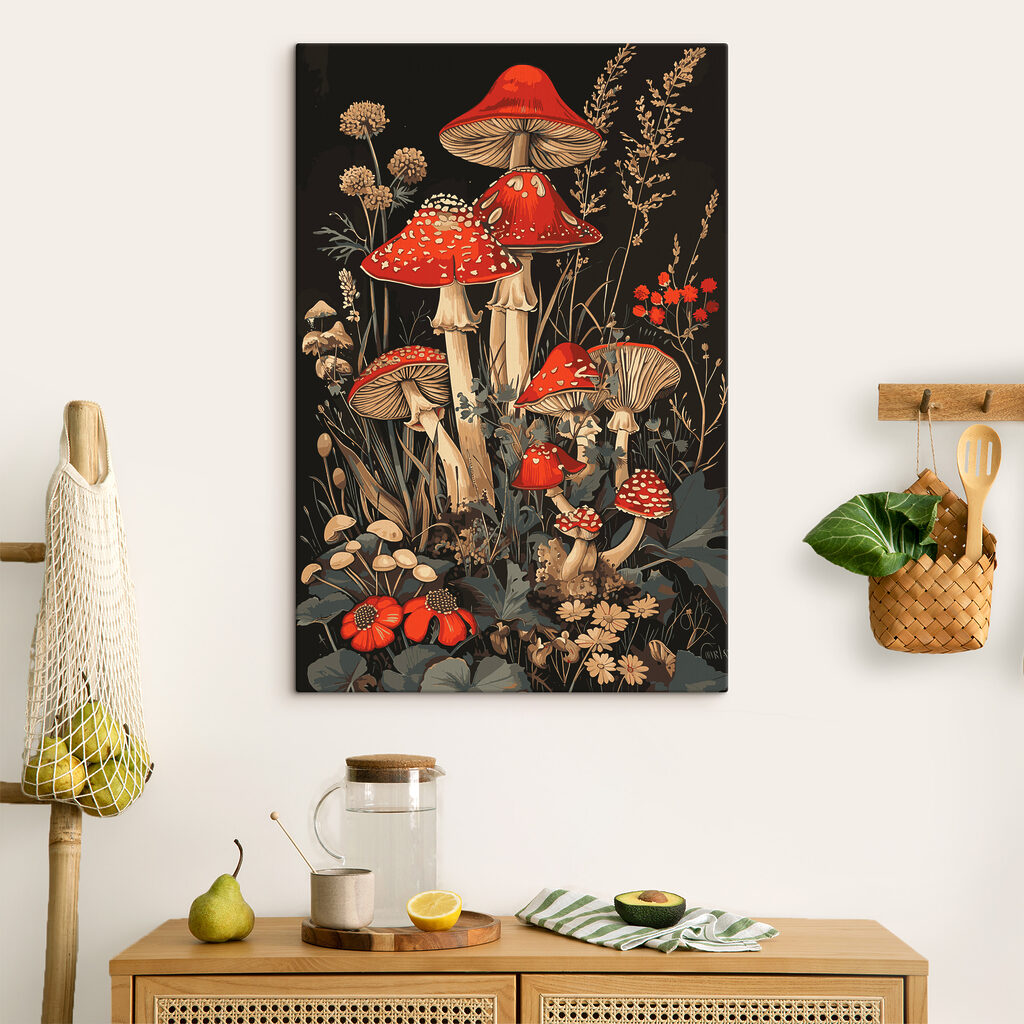 Cogumelos vermelhos no escuro — interior 1
