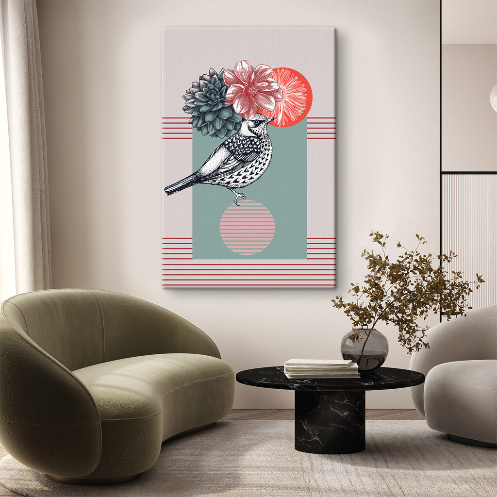 Uma ave com flores — interior 1
