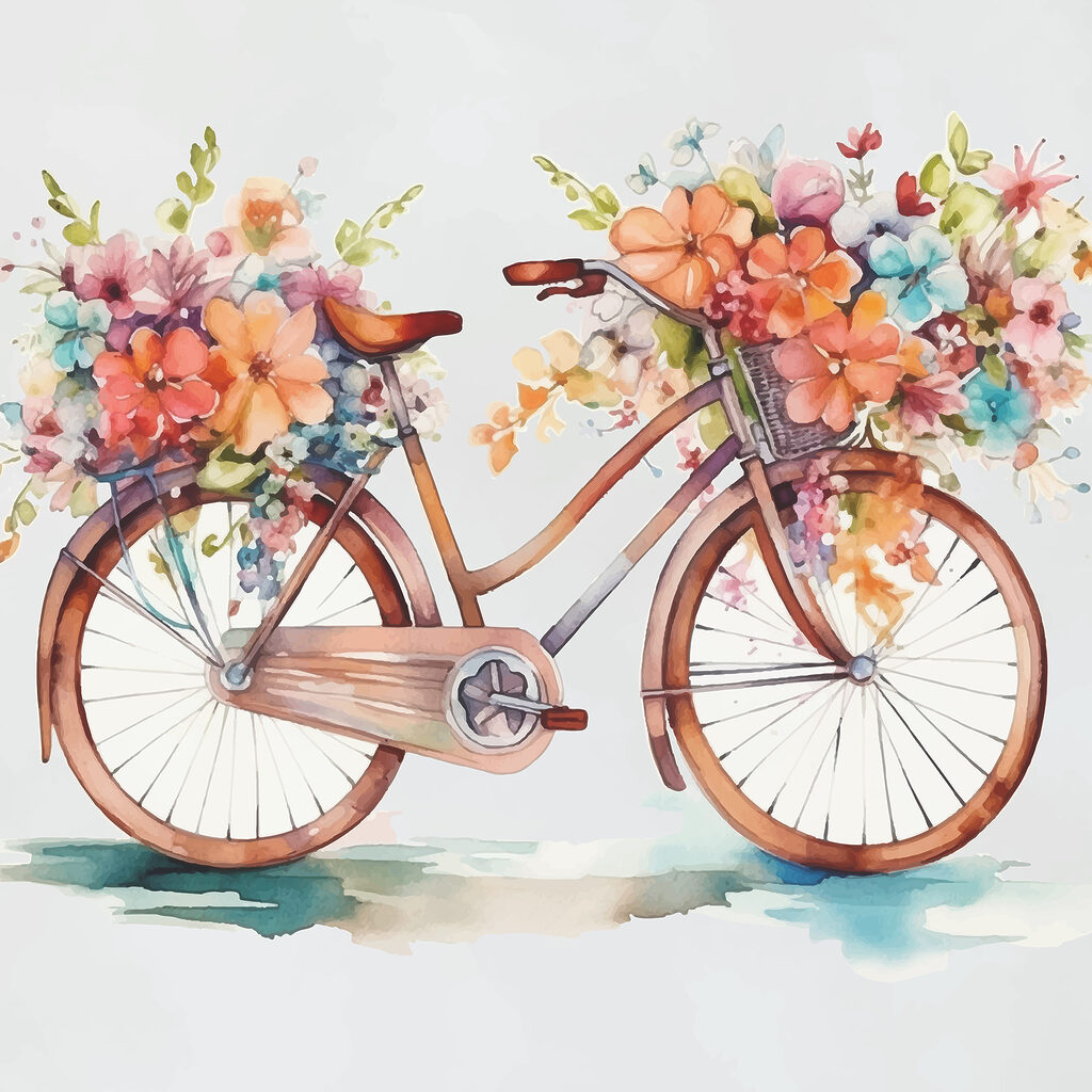 Bicicleta cheia de flores — design completo