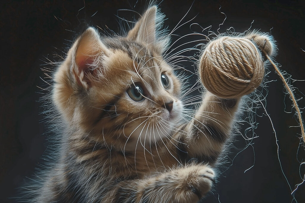 Gatinho apanha um fio — design completo
