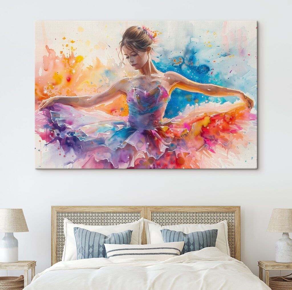 Bailarina em cores fluidas num interior