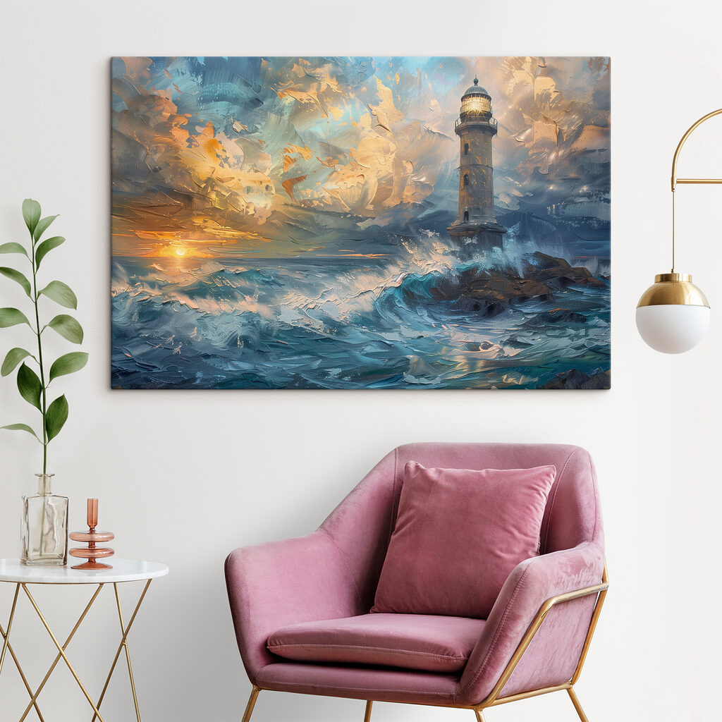 Farol entre ondas coloridas — interior 2