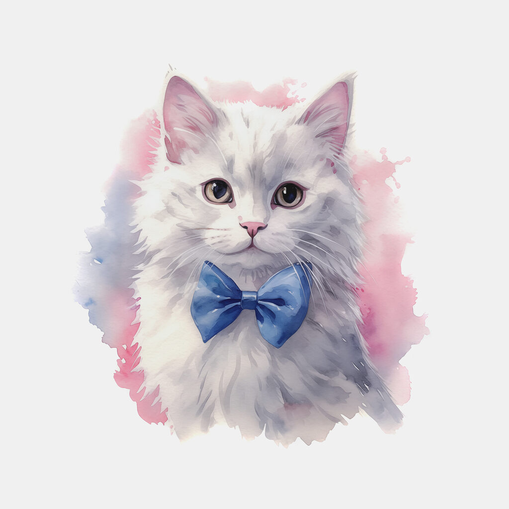 Gato com gravata-borboleta — design completo