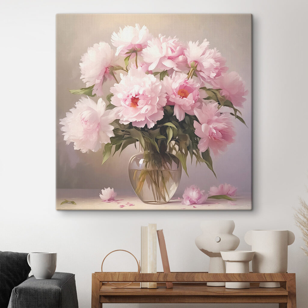 Flores rosa em vidro — interior 2