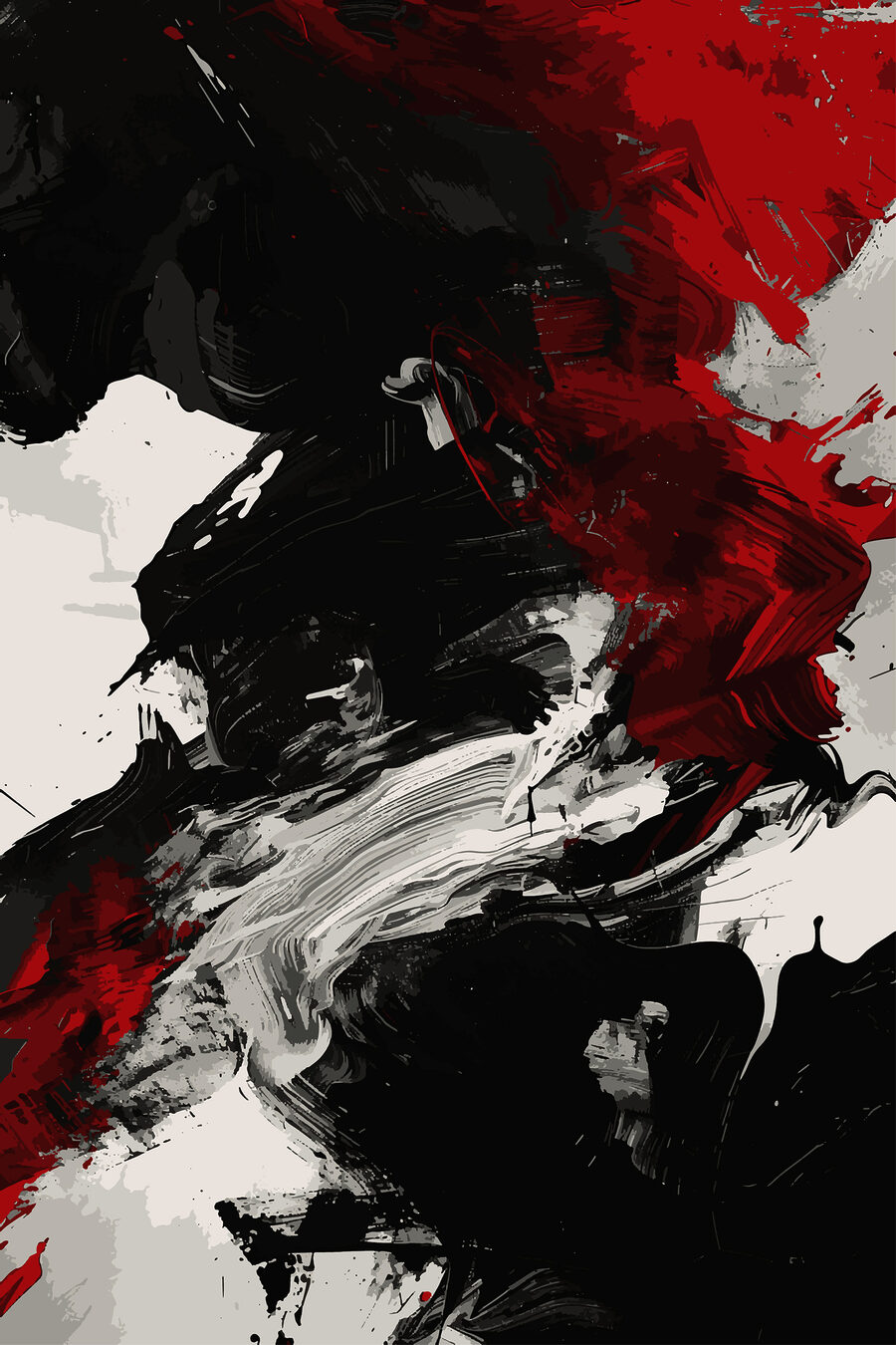 Vermelho contra traços negros — design completo