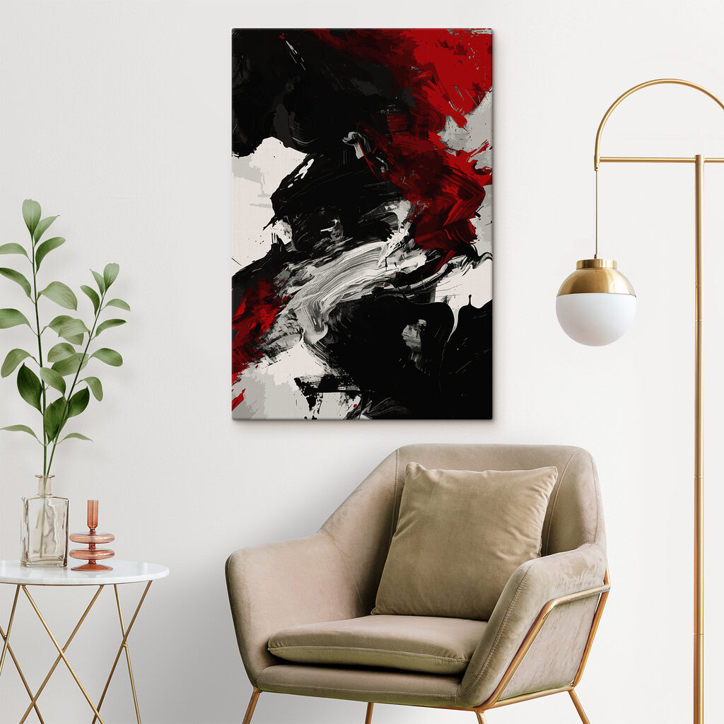 Vermelho contra traços negros — interior 1