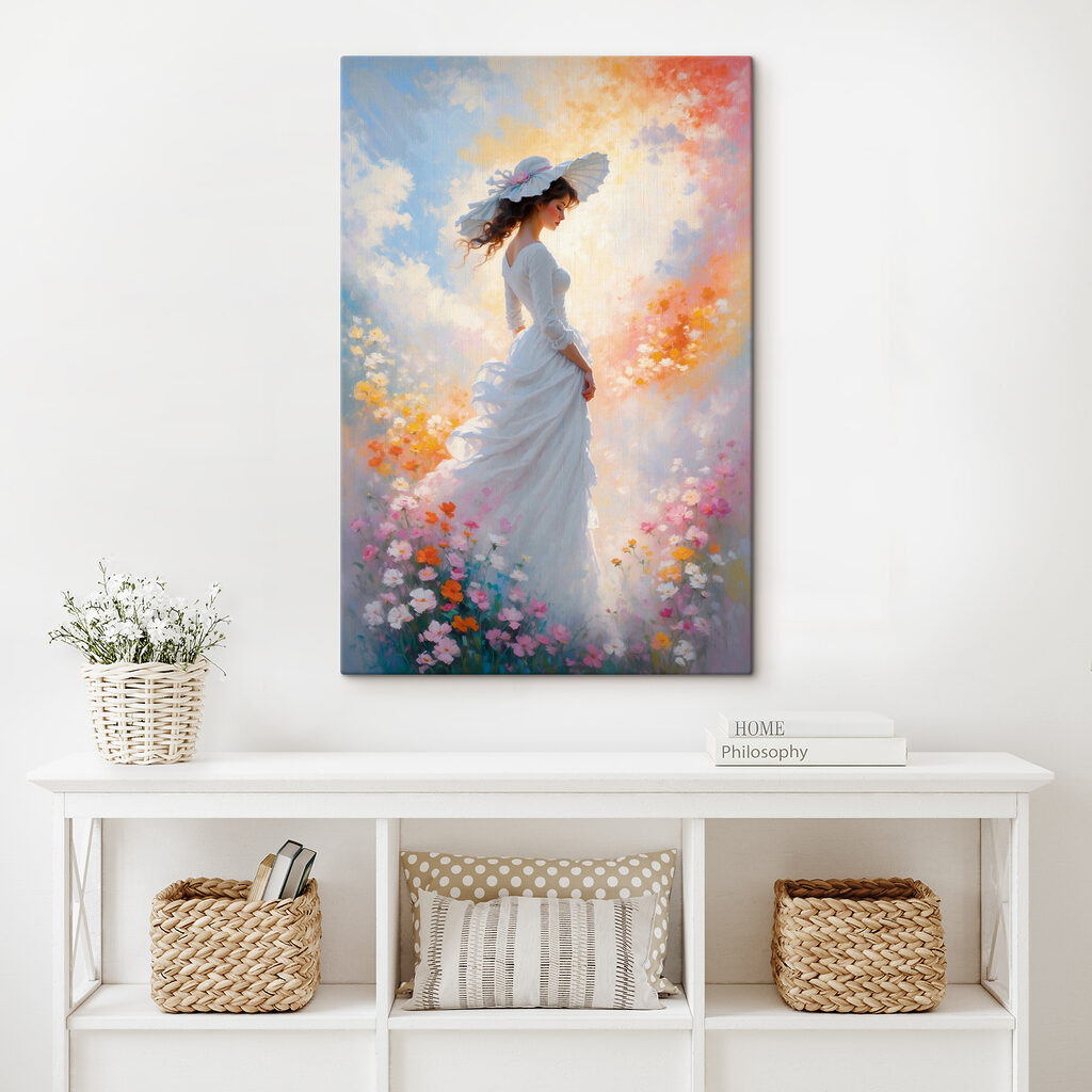 Vestido branco entre flores — interior 2