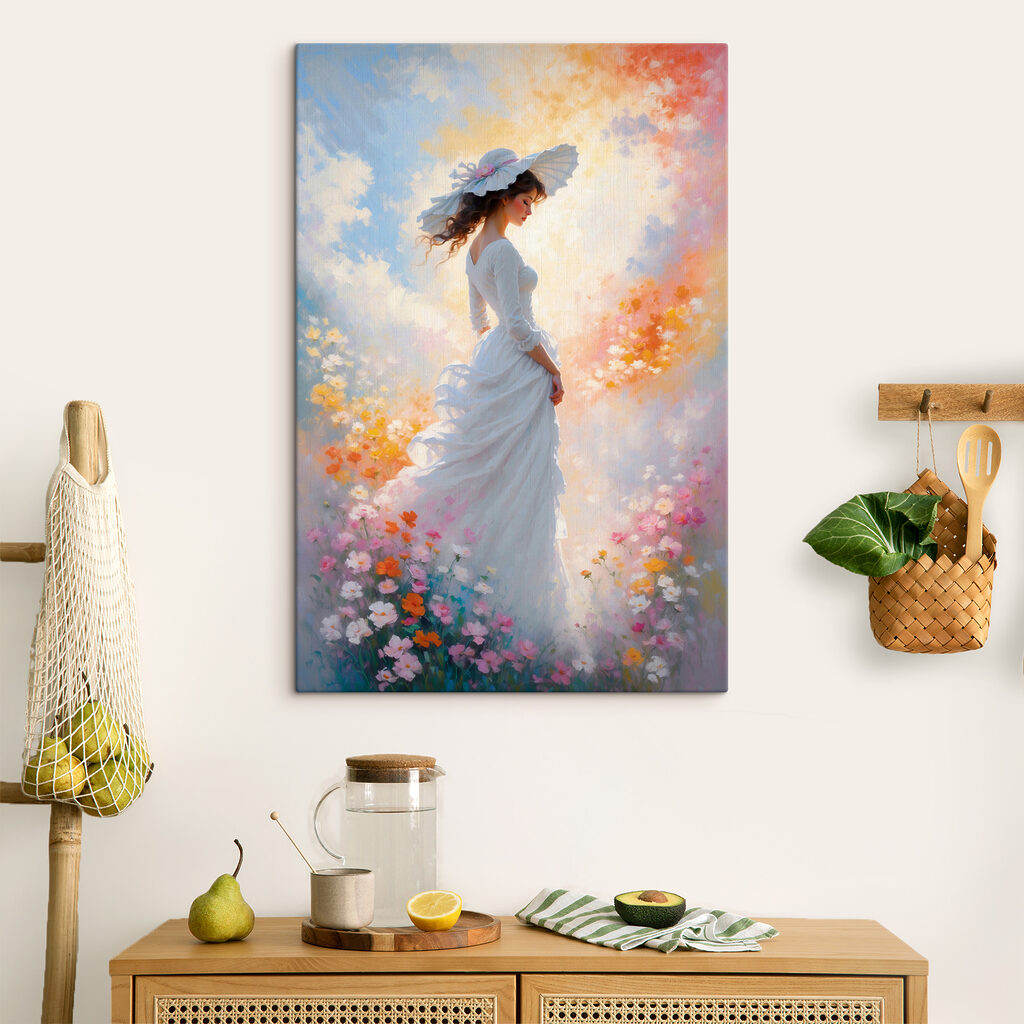 Vestido branco entre flores — interior 3
