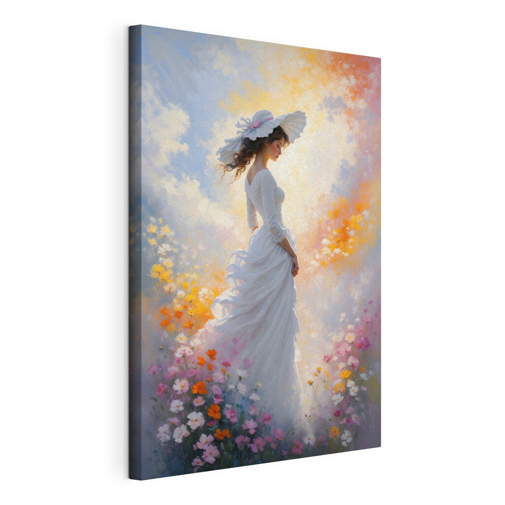 Vestido branco entre flores — vista do produto