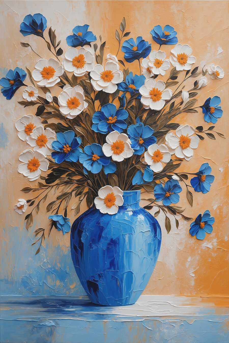 Flores em vaso azul — design completo