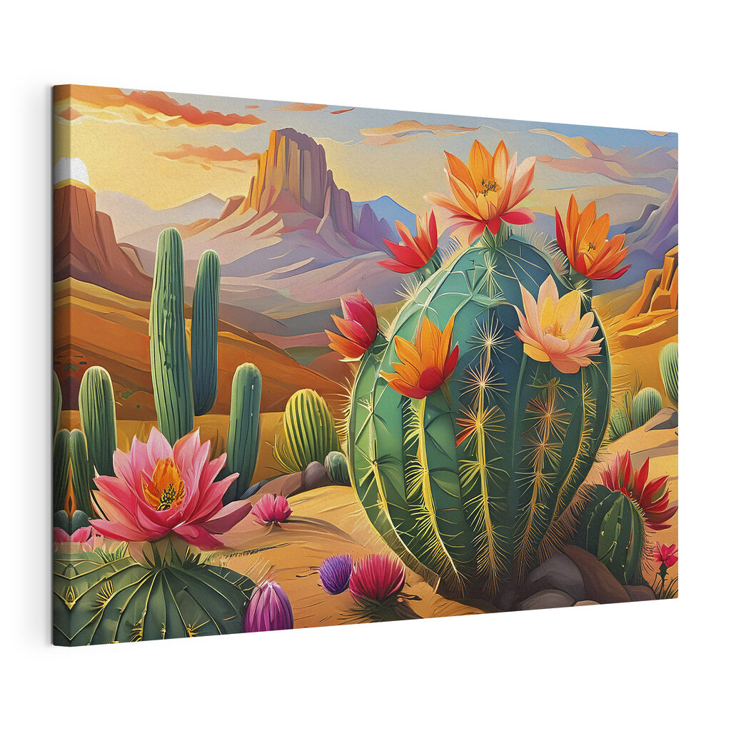 Cactos floridos no deserto — vista do produto