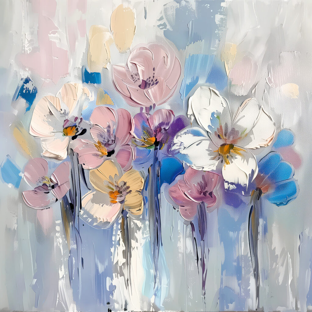 Flores em faixas claras — design completo