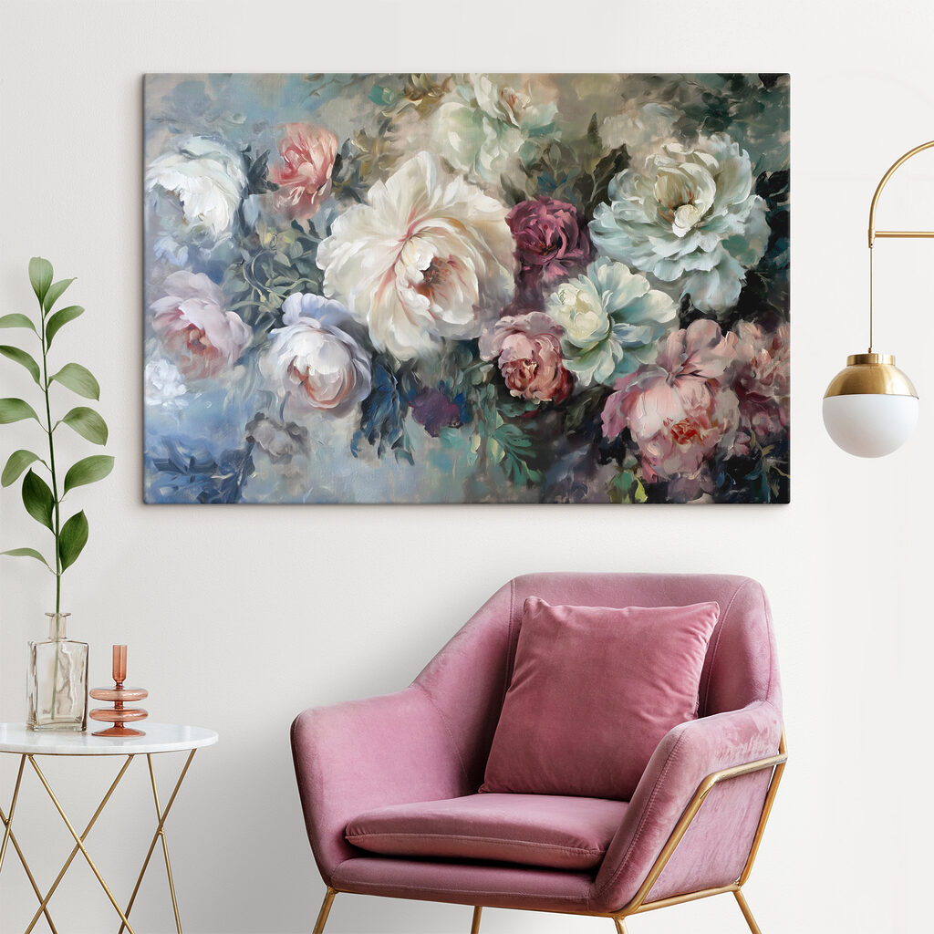 Rosas em tons suaves — interior 1