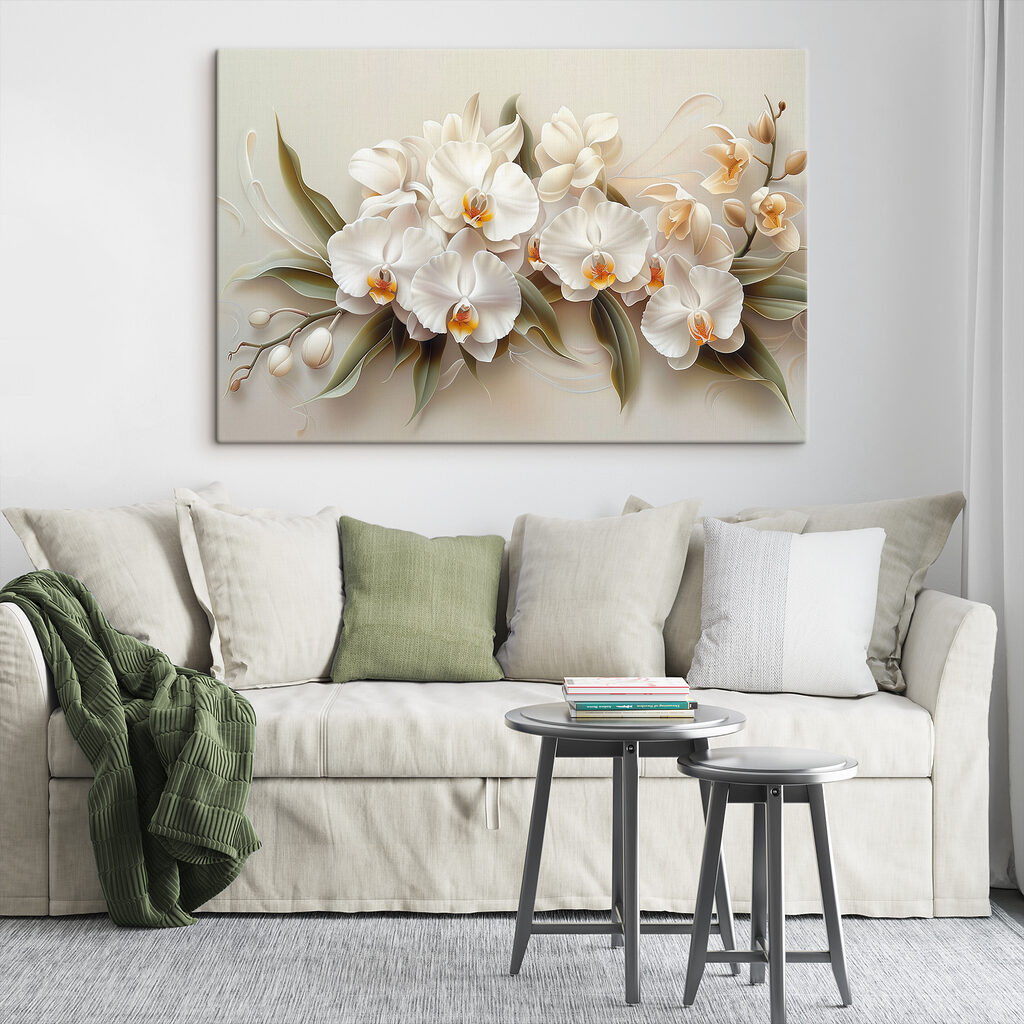 Orquídeas brancas em curvas — interior 1