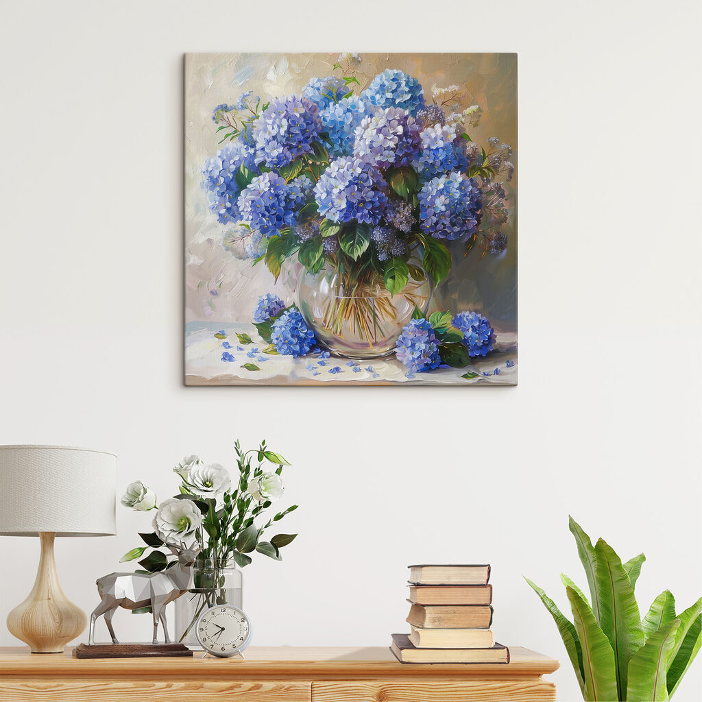 Hortênsias em azul vivo — interior 1