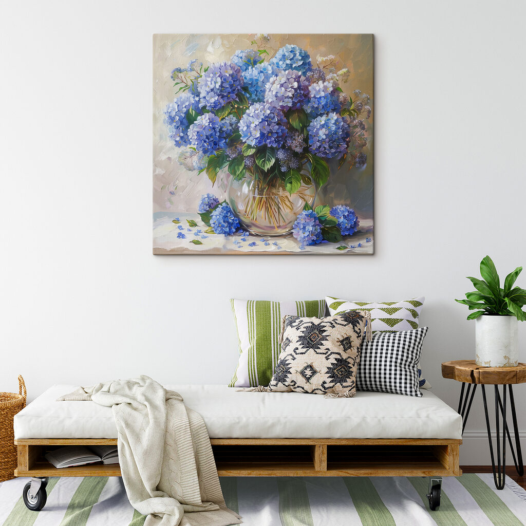 Hortênsias em azul vivo — interior 2