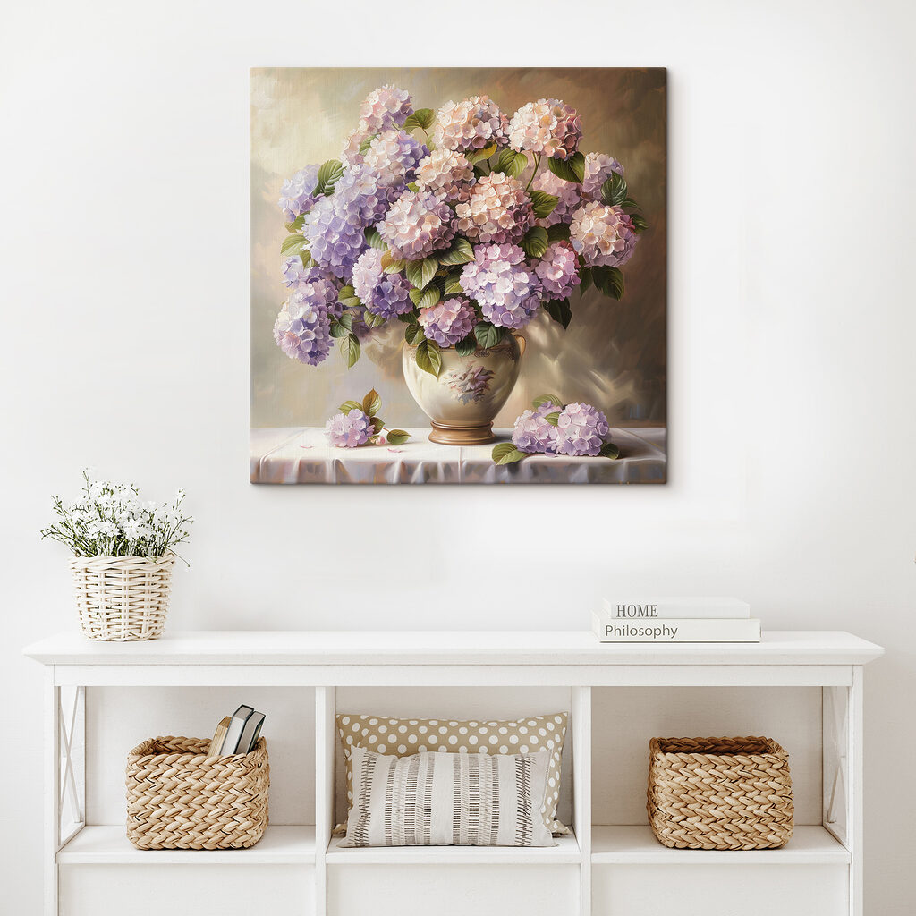 Hortênsias lilás ao entardecer — interior 2