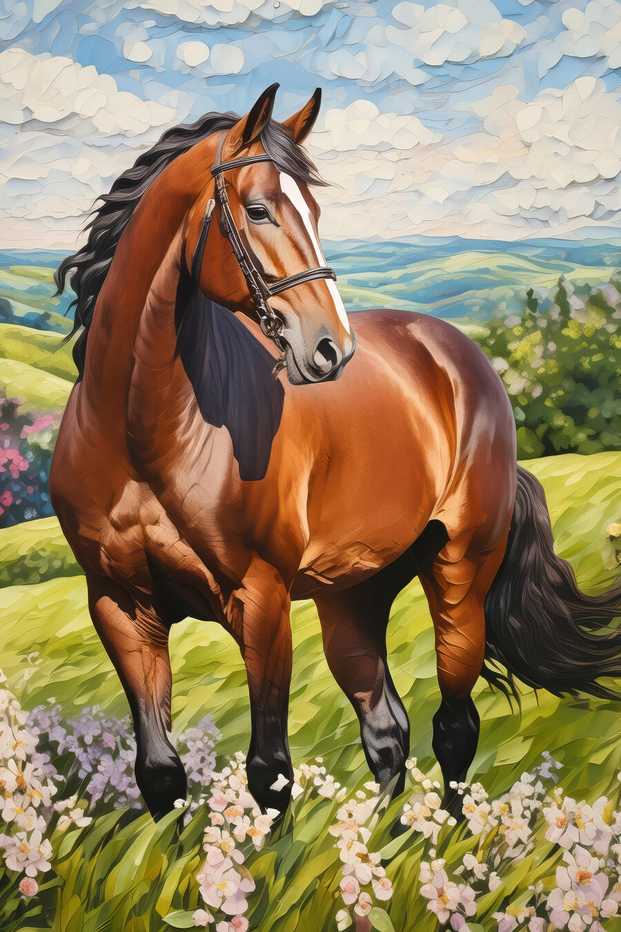 Cavalo no prado — design completo