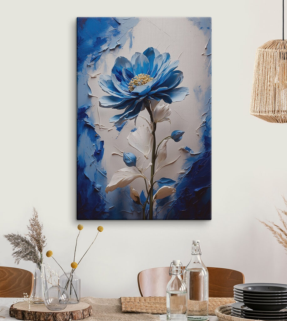 Flor azul em pinceladas — interior 3