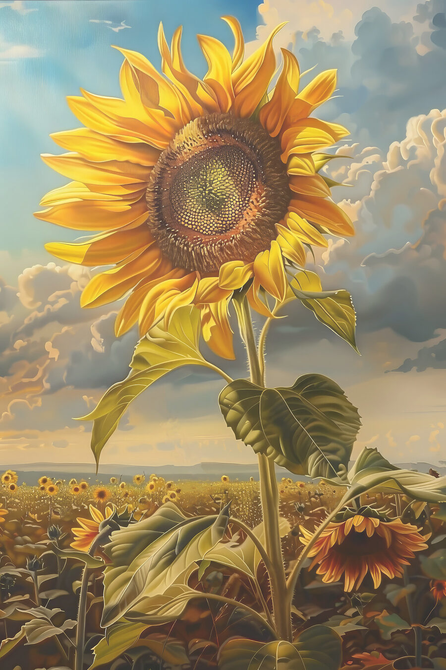 Girassol sobre o campo — design completo
