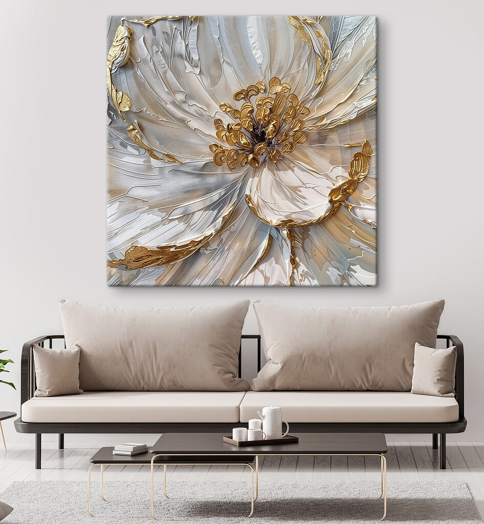 Flor cinzenta e azul — interior 2