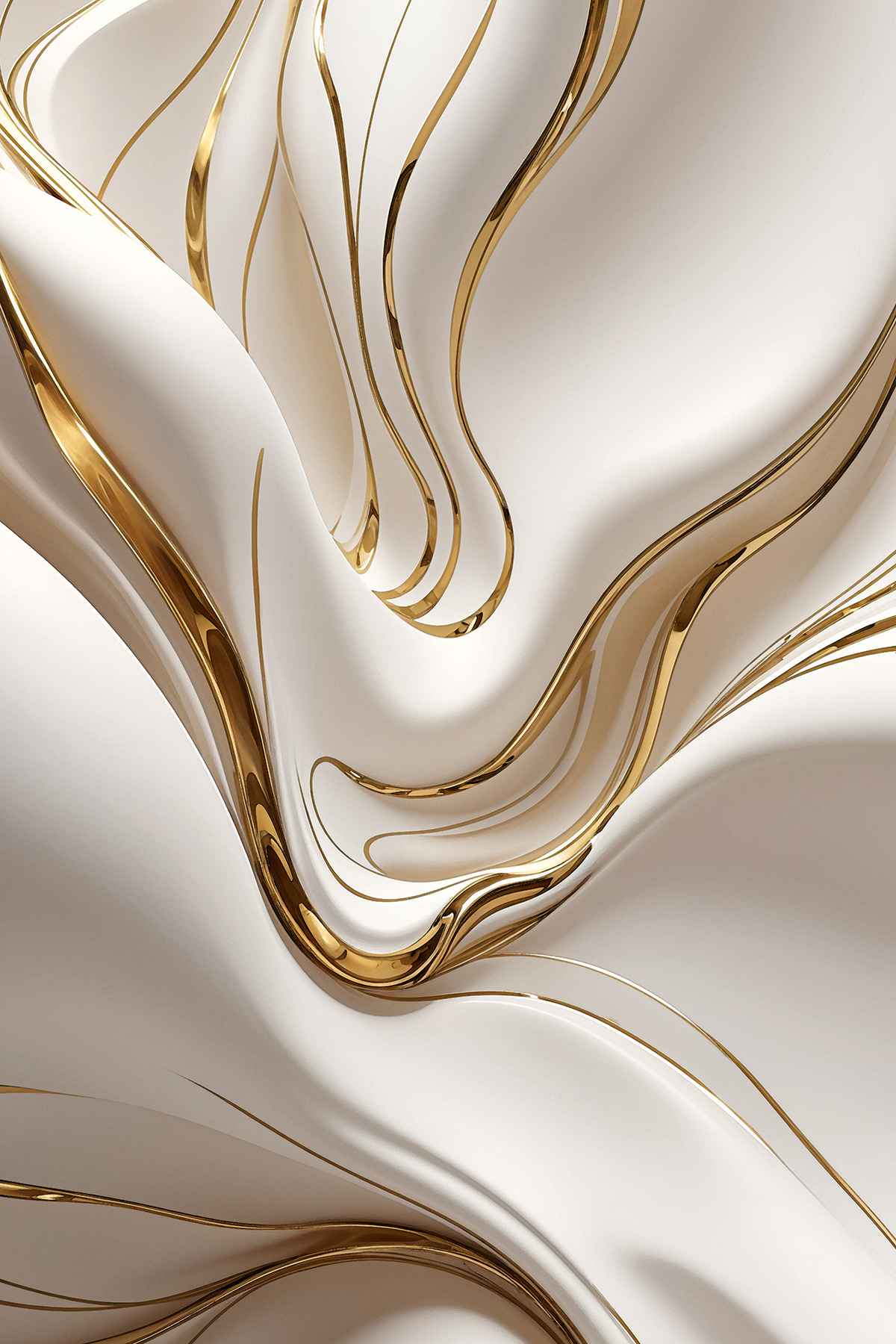 Ondas brancas, linhas douradas — design completo